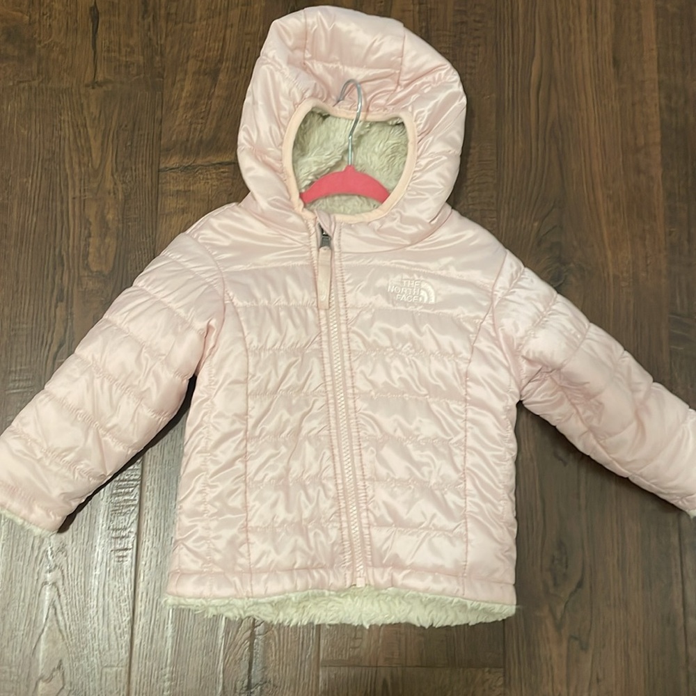 The North Face Pink girls coat 12-18m